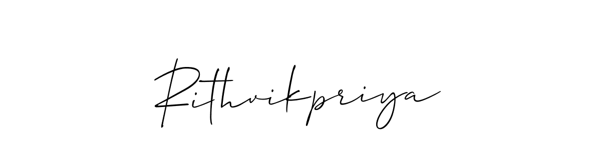 Allison_Script is a professional signature style that is perfect for those who want to add a touch of class to their signature. It is also a great choice for those who want to make their signature more unique. Get Rithvikpriya name to fancy signature for free. Rithvikpriya signature style 2 images and pictures png