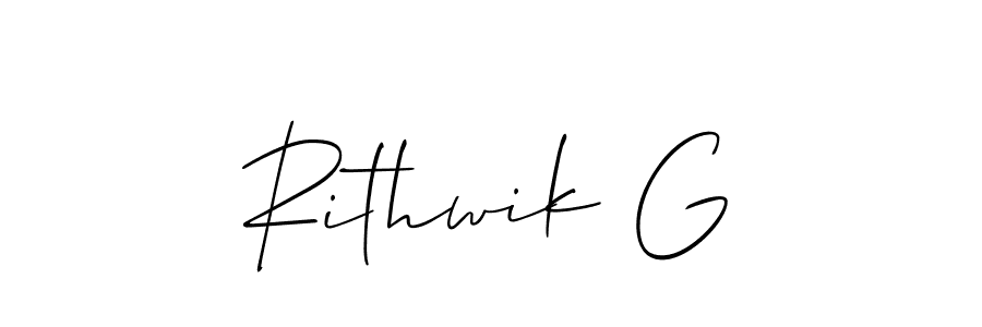 Design your own signature with our free online signature maker. With this signature software, you can create a handwritten (Allison_Script) signature for name Rithwik G. Rithwik G signature style 2 images and pictures png