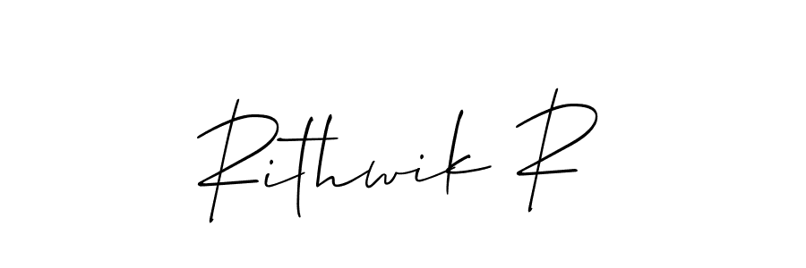 How to make Rithwik R name signature. Use Allison_Script style for creating short signs online. This is the latest handwritten sign. Rithwik R signature style 2 images and pictures png