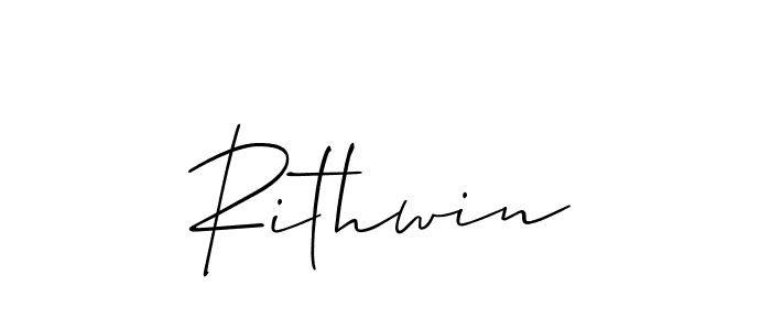 The best way (Allison_Script) to make a short signature is to pick only two or three words in your name. The name Rithwin include a total of six letters. For converting this name. Rithwin signature style 2 images and pictures png