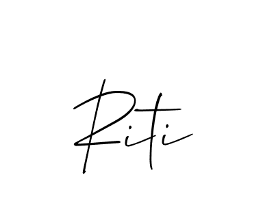 Design your own signature with our free online signature maker. With this signature software, you can create a handwritten (Allison_Script) signature for name Riti. Riti signature style 2 images and pictures png