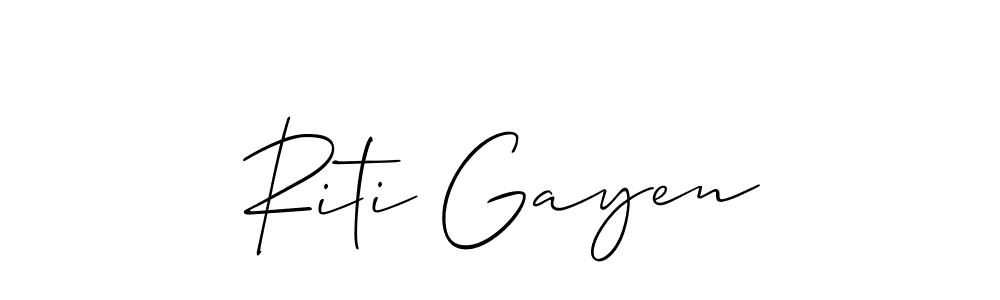 Also we have Riti Gayen name is the best signature style. Create professional handwritten signature collection using Allison_Script autograph style. Riti Gayen signature style 2 images and pictures png