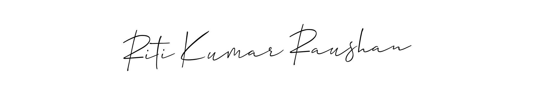 How to make Riti Kumar Raushan name signature. Use Allison_Script style for creating short signs online. This is the latest handwritten sign. Riti Kumar Raushan signature style 2 images and pictures png