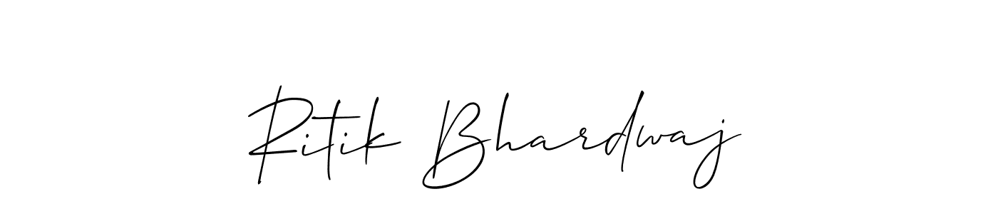 Allison_Script is a professional signature style that is perfect for those who want to add a touch of class to their signature. It is also a great choice for those who want to make their signature more unique. Get Ritik Bhardwaj name to fancy signature for free. Ritik Bhardwaj signature style 2 images and pictures png