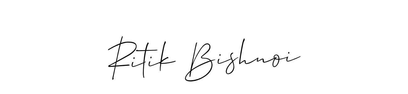 Make a beautiful signature design for name Ritik Bishnoi. With this signature (Allison_Script) style, you can create a handwritten signature for free. Ritik Bishnoi signature style 2 images and pictures png