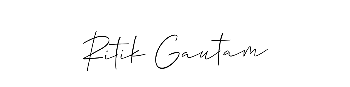 You should practise on your own different ways (Allison_Script) to write your name (Ritik Gautam) in signature. don't let someone else do it for you. Ritik Gautam signature style 2 images and pictures png