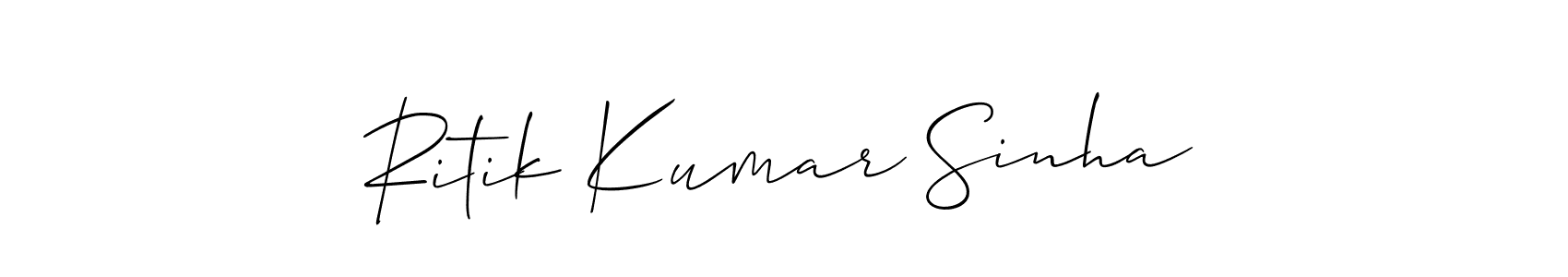 Allison_Script is a professional signature style that is perfect for those who want to add a touch of class to their signature. It is also a great choice for those who want to make their signature more unique. Get Ritik Kumar Sinha name to fancy signature for free. Ritik Kumar Sinha signature style 2 images and pictures png