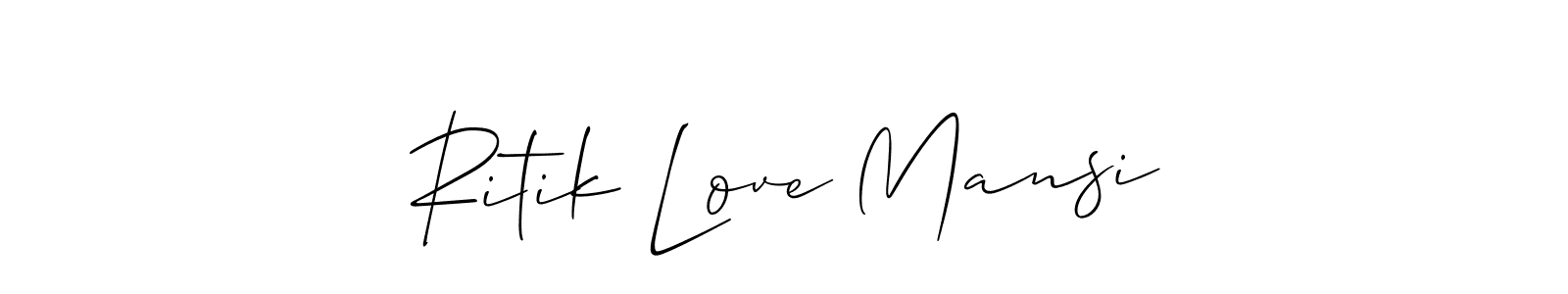 Allison_Script is a professional signature style that is perfect for those who want to add a touch of class to their signature. It is also a great choice for those who want to make their signature more unique. Get Ritik Love Mansi name to fancy signature for free. Ritik Love Mansi signature style 2 images and pictures png