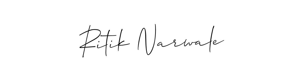 How to make Ritik Narwale name signature. Use Allison_Script style for creating short signs online. This is the latest handwritten sign. Ritik Narwale signature style 2 images and pictures png