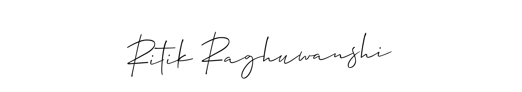 You should practise on your own different ways (Allison_Script) to write your name (Ritik Raghuwanshi) in signature. don't let someone else do it for you. Ritik Raghuwanshi signature style 2 images and pictures png