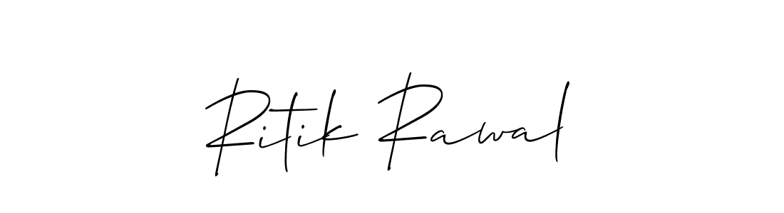 The best way (Allison_Script) to make a short signature is to pick only two or three words in your name. The name Ritik Rawal include a total of six letters. For converting this name. Ritik Rawal signature style 2 images and pictures png