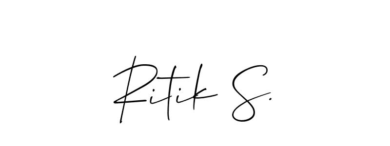 if you are searching for the best signature style for your name Ritik S.. so please give up your signature search. here we have designed multiple signature styles  using Allison_Script. Ritik S. signature style 2 images and pictures png