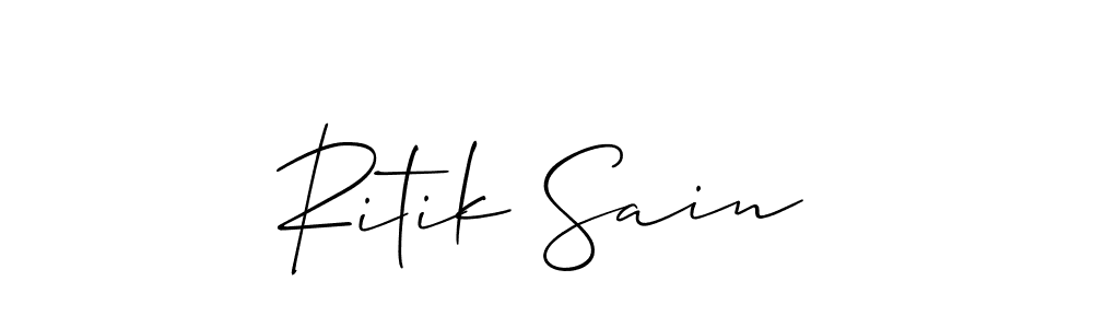 You should practise on your own different ways (Allison_Script) to write your name (Ritik Sain) in signature. don't let someone else do it for you. Ritik Sain signature style 2 images and pictures png