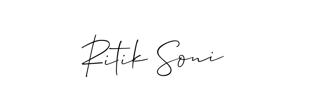 Similarly Allison_Script is the best handwritten signature design. Signature creator online .You can use it as an online autograph creator for name Ritik Soni. Ritik Soni signature style 2 images and pictures png