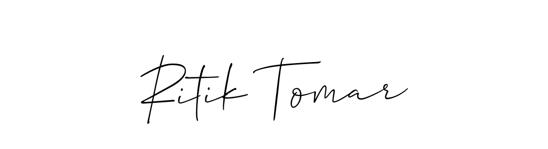 Allison_Script is a professional signature style that is perfect for those who want to add a touch of class to their signature. It is also a great choice for those who want to make their signature more unique. Get Ritik Tomar name to fancy signature for free. Ritik Tomar signature style 2 images and pictures png