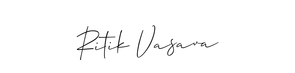 Similarly Allison_Script is the best handwritten signature design. Signature creator online .You can use it as an online autograph creator for name Ritik Vasava. Ritik Vasava signature style 2 images and pictures png