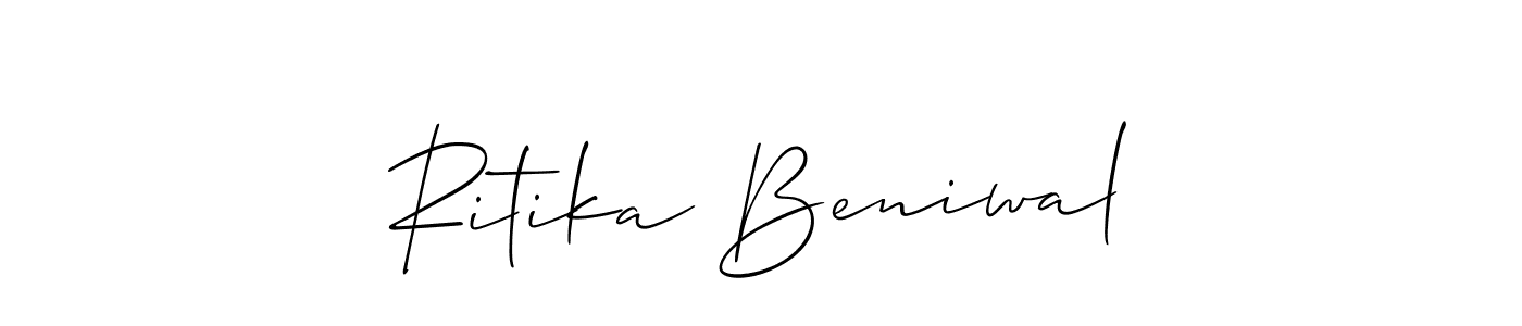 This is the best signature style for the Ritika Beniwal name. Also you like these signature font (Allison_Script). Mix name signature. Ritika Beniwal signature style 2 images and pictures png
