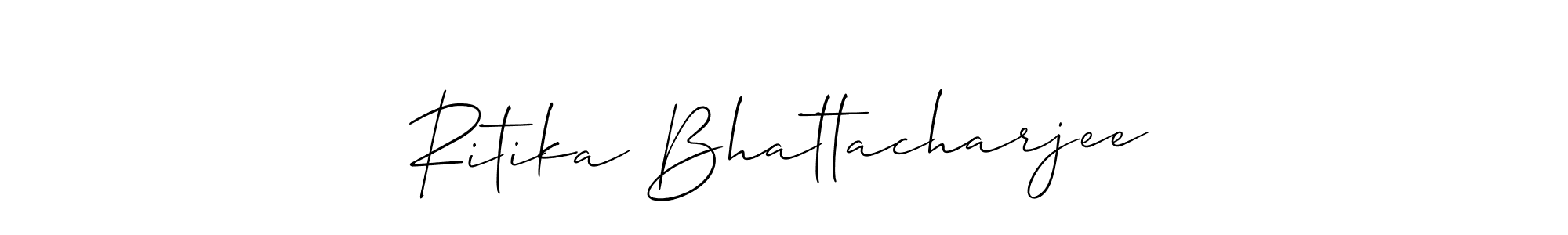 Make a short Ritika Bhattacharjee signature style. Manage your documents anywhere anytime using Allison_Script. Create and add eSignatures, submit forms, share and send files easily. Ritika Bhattacharjee signature style 2 images and pictures png