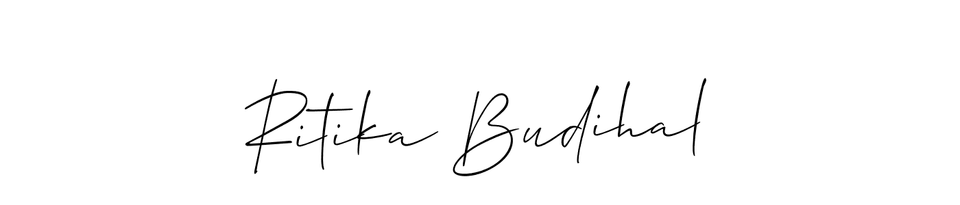 This is the best signature style for the Ritika Budihal name. Also you like these signature font (Allison_Script). Mix name signature. Ritika Budihal signature style 2 images and pictures png