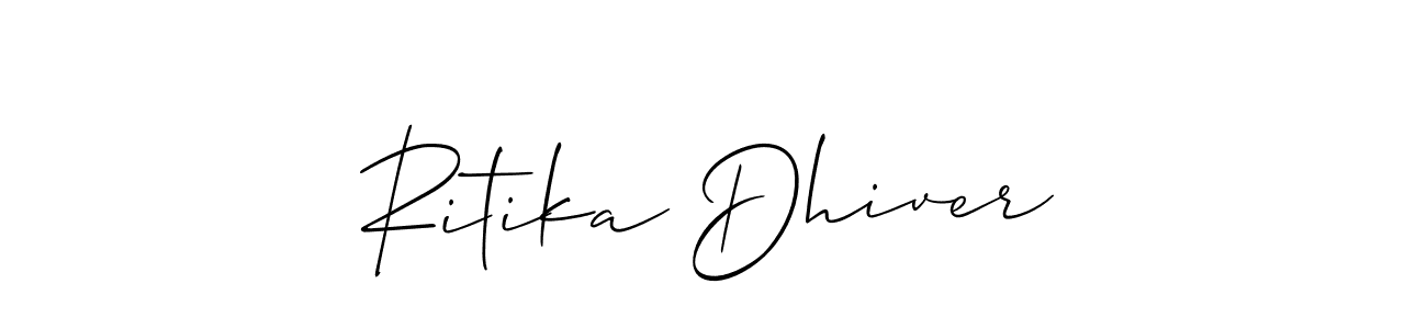 Make a short Ritika Dhiver signature style. Manage your documents anywhere anytime using Allison_Script. Create and add eSignatures, submit forms, share and send files easily. Ritika Dhiver signature style 2 images and pictures png