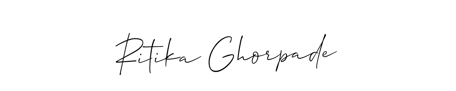 Allison_Script is a professional signature style that is perfect for those who want to add a touch of class to their signature. It is also a great choice for those who want to make their signature more unique. Get Ritika Ghorpade name to fancy signature for free. Ritika Ghorpade signature style 2 images and pictures png