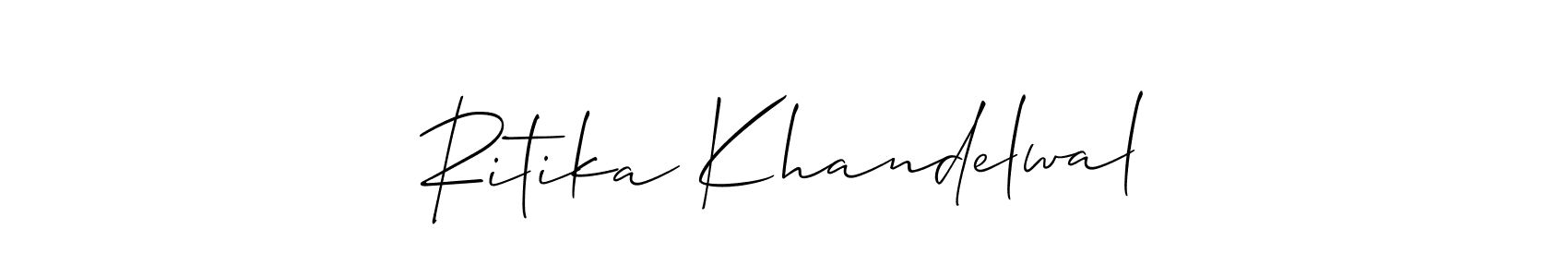 Similarly Allison_Script is the best handwritten signature design. Signature creator online .You can use it as an online autograph creator for name Ritika Khandelwal. Ritika Khandelwal signature style 2 images and pictures png