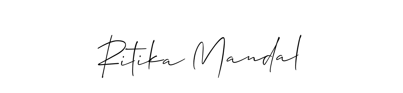 The best way (Allison_Script) to make a short signature is to pick only two or three words in your name. The name Ritika Mandal include a total of six letters. For converting this name. Ritika Mandal signature style 2 images and pictures png