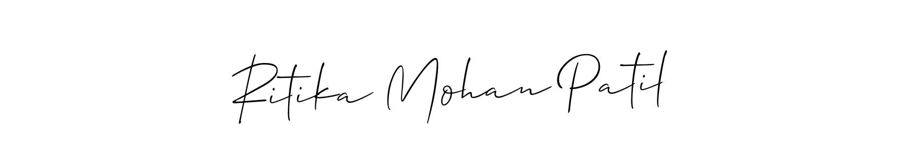 if you are searching for the best signature style for your name Ritika Mohan Patil. so please give up your signature search. here we have designed multiple signature styles  using Allison_Script. Ritika Mohan Patil signature style 2 images and pictures png