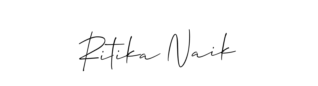 The best way (Allison_Script) to make a short signature is to pick only two or three words in your name. The name Ritika Naik include a total of six letters. For converting this name. Ritika Naik signature style 2 images and pictures png