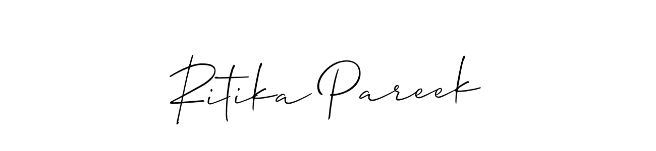 Ritika Pareek stylish signature style. Best Handwritten Sign (Allison_Script) for my name. Handwritten Signature Collection Ideas for my name Ritika Pareek. Ritika Pareek signature style 2 images and pictures png