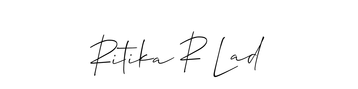 Similarly Allison_Script is the best handwritten signature design. Signature creator online .You can use it as an online autograph creator for name Ritika R Lad. Ritika R Lad signature style 2 images and pictures png