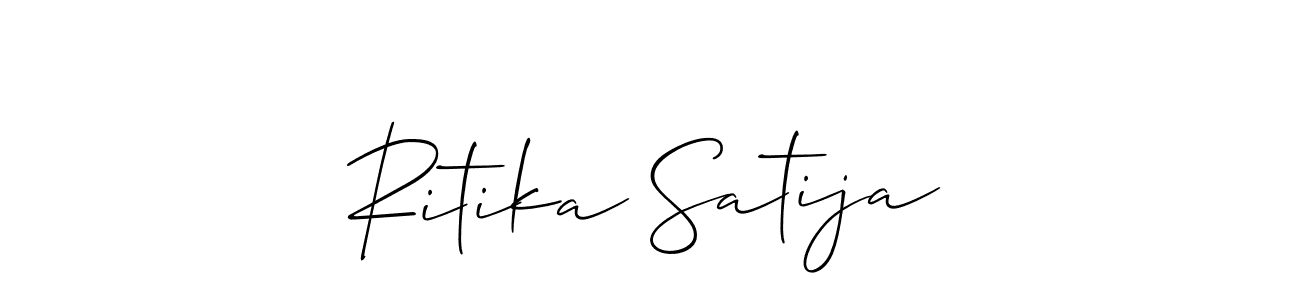 Allison_Script is a professional signature style that is perfect for those who want to add a touch of class to their signature. It is also a great choice for those who want to make their signature more unique. Get Ritika Satija name to fancy signature for free. Ritika Satija signature style 2 images and pictures png