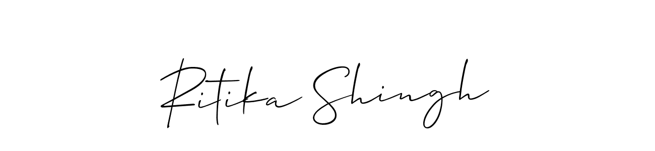 The best way (Allison_Script) to make a short signature is to pick only two or three words in your name. The name Ritika Shingh include a total of six letters. For converting this name. Ritika Shingh signature style 2 images and pictures png