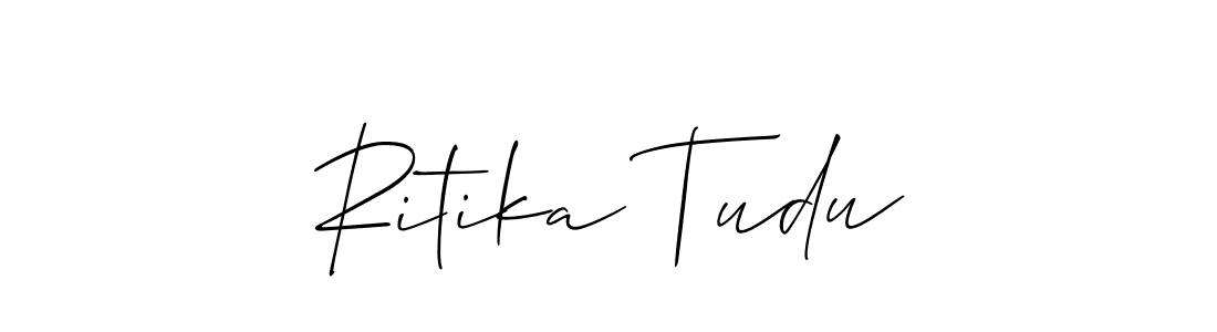 How to make Ritika Tudu name signature. Use Allison_Script style for creating short signs online. This is the latest handwritten sign. Ritika Tudu signature style 2 images and pictures png