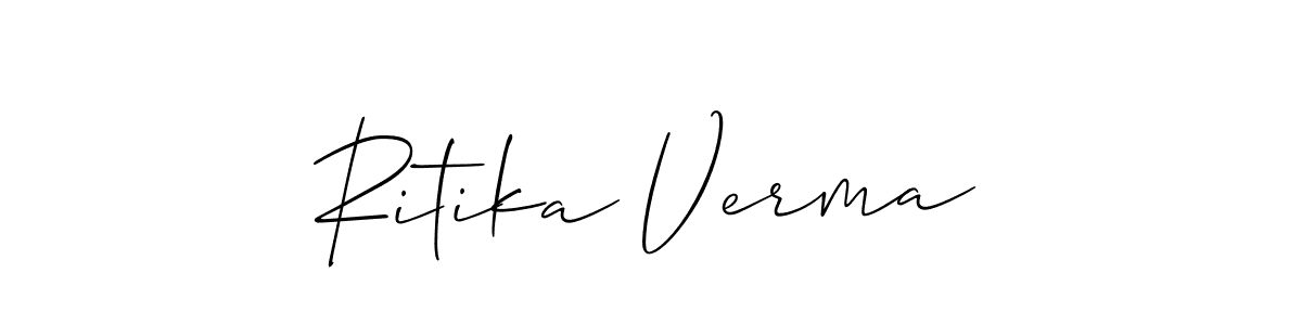 You should practise on your own different ways (Allison_Script) to write your name (Ritika Verma) in signature. don't let someone else do it for you. Ritika Verma signature style 2 images and pictures png