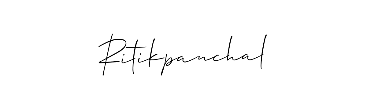 The best way (Allison_Script) to make a short signature is to pick only two or three words in your name. The name Ritikpanchal include a total of six letters. For converting this name. Ritikpanchal signature style 2 images and pictures png