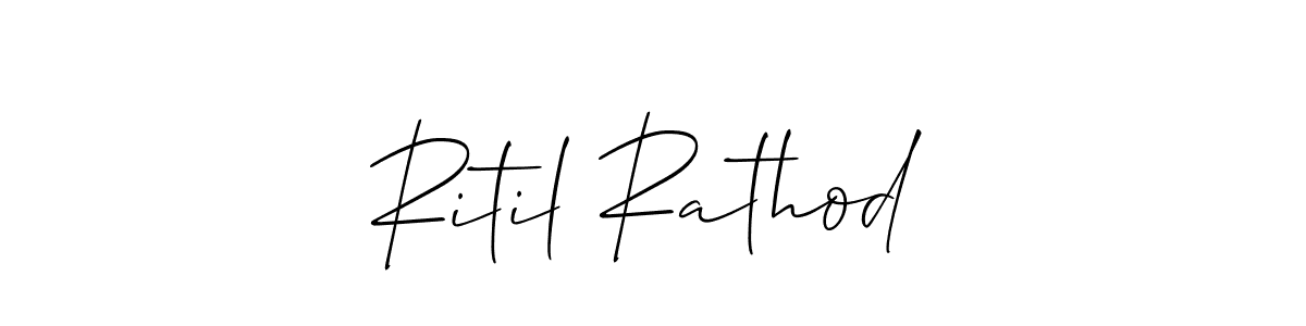 Use a signature maker to create a handwritten signature online. With this signature software, you can design (Allison_Script) your own signature for name Ritil Rathod. Ritil Rathod signature style 2 images and pictures png