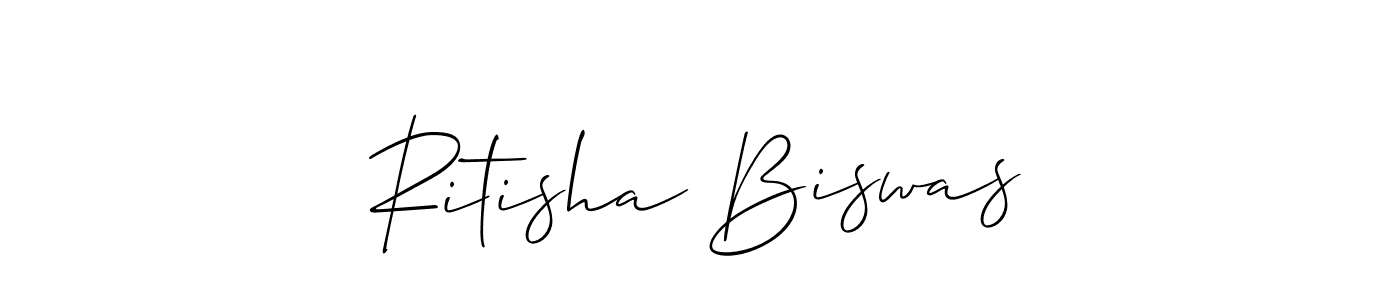 Make a short Ritisha Biswas signature style. Manage your documents anywhere anytime using Allison_Script. Create and add eSignatures, submit forms, share and send files easily. Ritisha Biswas signature style 2 images and pictures png