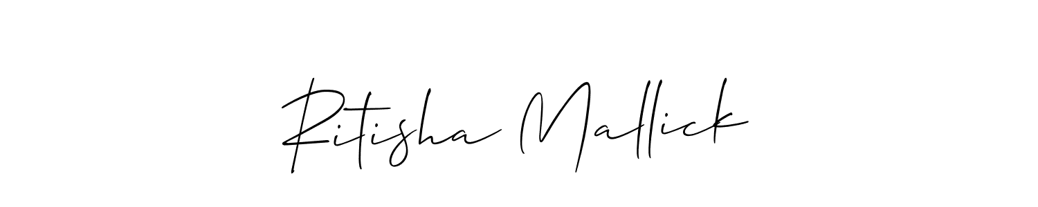 Allison_Script is a professional signature style that is perfect for those who want to add a touch of class to their signature. It is also a great choice for those who want to make their signature more unique. Get Ritisha Mallick name to fancy signature for free. Ritisha Mallick signature style 2 images and pictures png