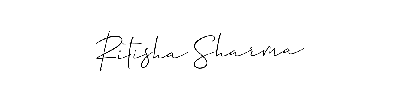 This is the best signature style for the Ritisha Sharma name. Also you like these signature font (Allison_Script). Mix name signature. Ritisha Sharma signature style 2 images and pictures png