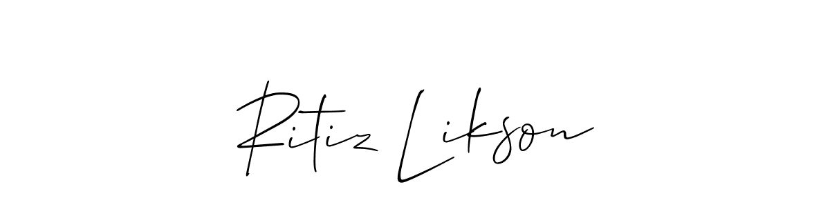 if you are searching for the best signature style for your name Ritiz Likson. so please give up your signature search. here we have designed multiple signature styles  using Allison_Script. Ritiz Likson signature style 2 images and pictures png