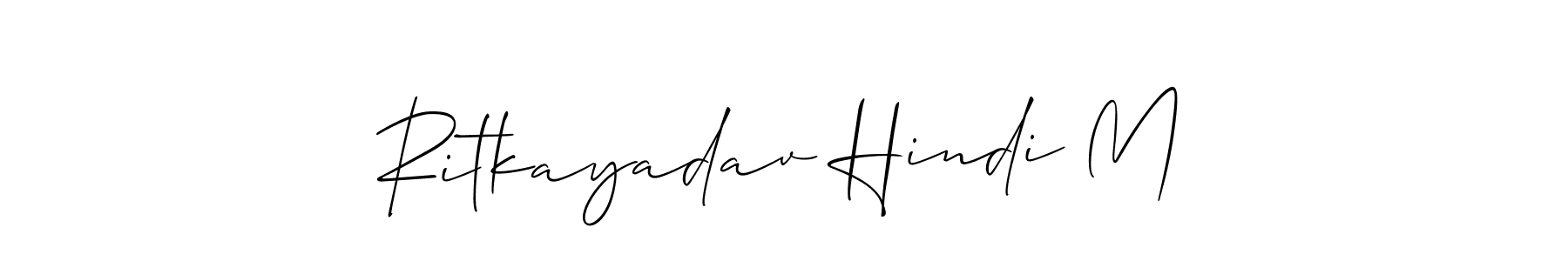 Make a beautiful signature design for name Ritkayadav Hindi M. With this signature (Allison_Script) style, you can create a handwritten signature for free. Ritkayadav Hindi M signature style 2 images and pictures png
