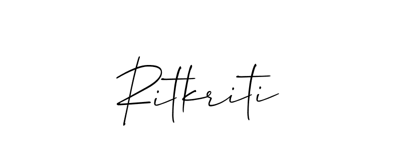 How to make Ritkriti name signature. Use Allison_Script style for creating short signs online. This is the latest handwritten sign. Ritkriti signature style 2 images and pictures png