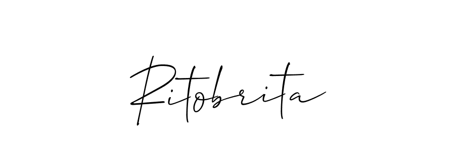 How to make Ritobrita name signature. Use Allison_Script style for creating short signs online. This is the latest handwritten sign. Ritobrita signature style 2 images and pictures png