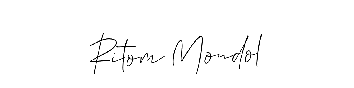 Create a beautiful signature design for name Ritom Mondol. With this signature (Allison_Script) fonts, you can make a handwritten signature for free. Ritom Mondol signature style 2 images and pictures png