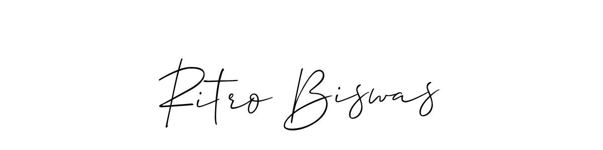 Allison_Script is a professional signature style that is perfect for those who want to add a touch of class to their signature. It is also a great choice for those who want to make their signature more unique. Get Ritro Biswas name to fancy signature for free. Ritro Biswas signature style 2 images and pictures png
