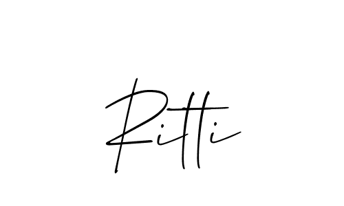 The best way (Allison_Script) to make a short signature is to pick only two or three words in your name. The name Ritti include a total of six letters. For converting this name. Ritti signature style 2 images and pictures png