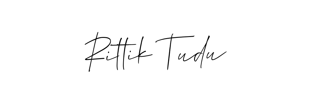 if you are searching for the best signature style for your name Rittik Tudu. so please give up your signature search. here we have designed multiple signature styles  using Allison_Script. Rittik Tudu signature style 2 images and pictures png