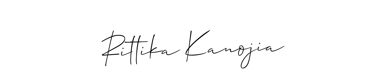 How to make Rittika Kanojia name signature. Use Allison_Script style for creating short signs online. This is the latest handwritten sign. Rittika Kanojia signature style 2 images and pictures png