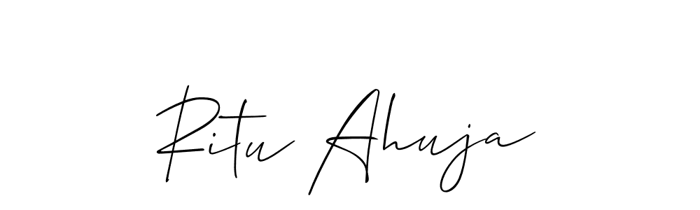 How to Draw Ritu Ahuja signature style? Allison_Script is a latest design signature styles for name Ritu Ahuja. Ritu Ahuja signature style 2 images and pictures png